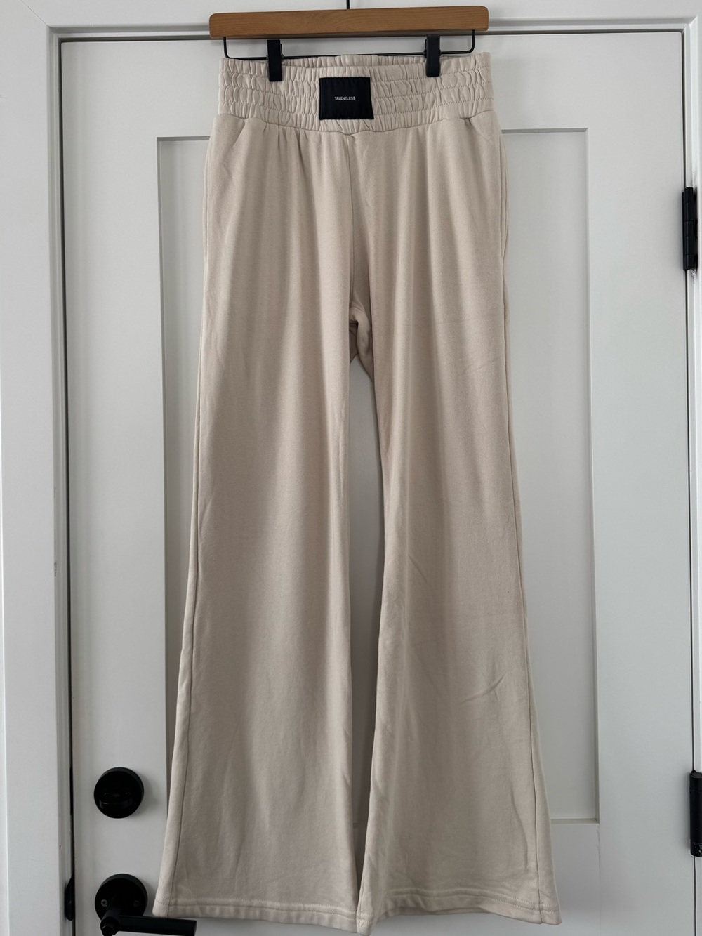 TALENTLESS Wide-Leg Track Pants in Beige
